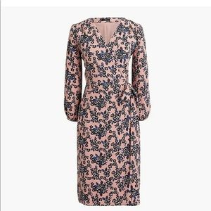 Jcrew Floral Print Long Sleeve Wrap Dress